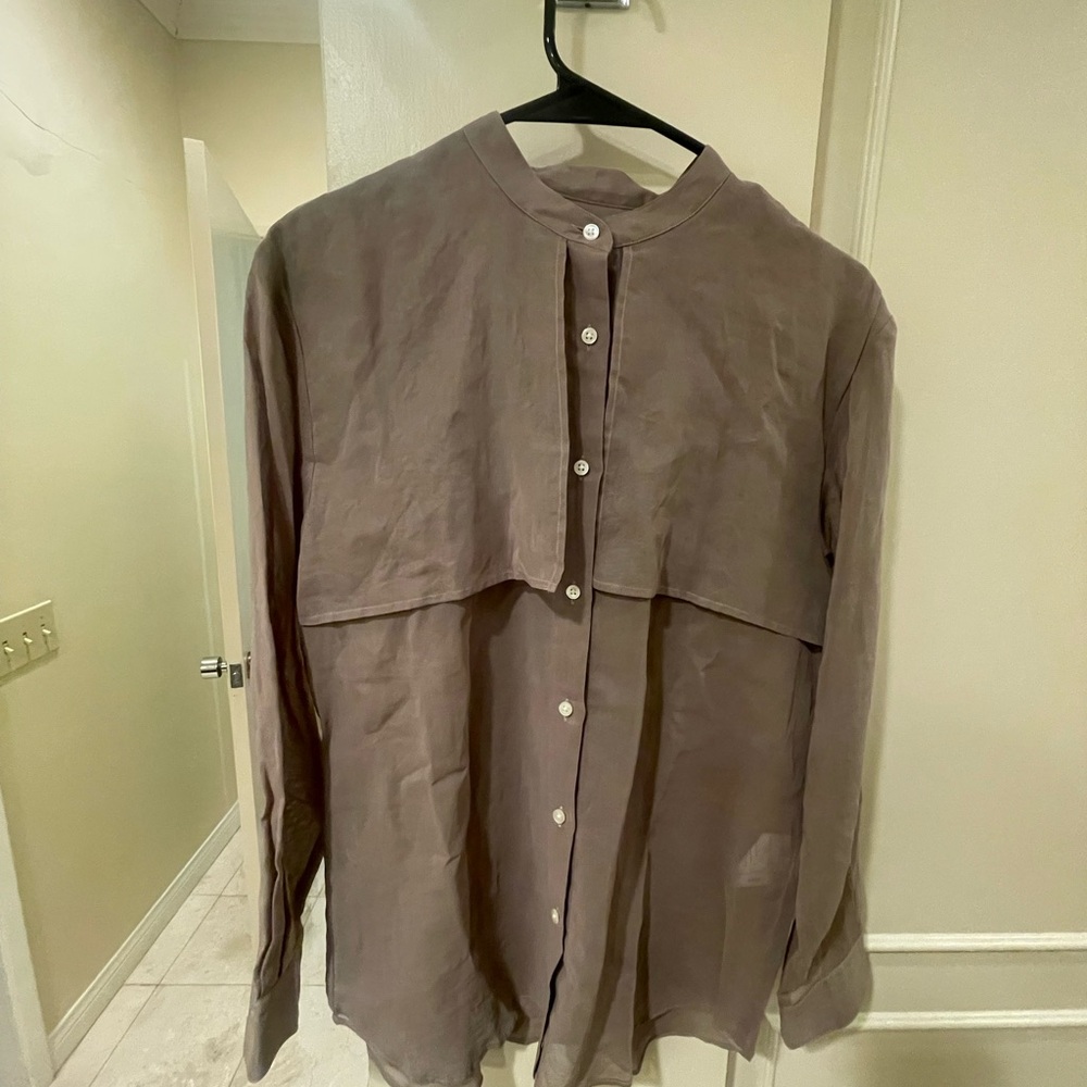 Nico Nicholson & Nicholson Sheer Grey Buttondown Shirt Oversized Collar Japan